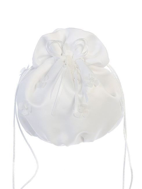 Tip Top Kids Girls White Pearl Daisy Flower Satin Stylish Communion Purse - SophiasStyle.com